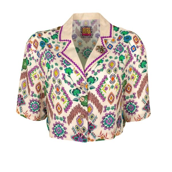 Boho Style Viscose Crop Shirt