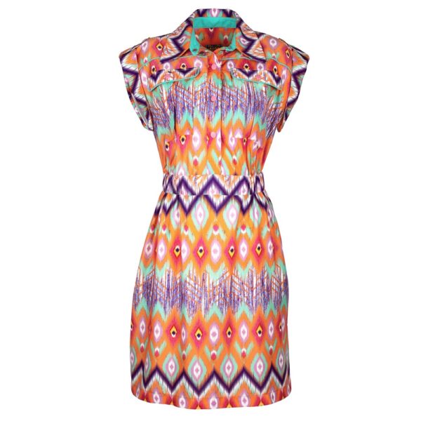 Mini Shirt Dress with Zigzag Pattern