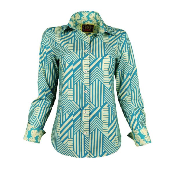 Lycra Cotton Printed Shirt – Geometric