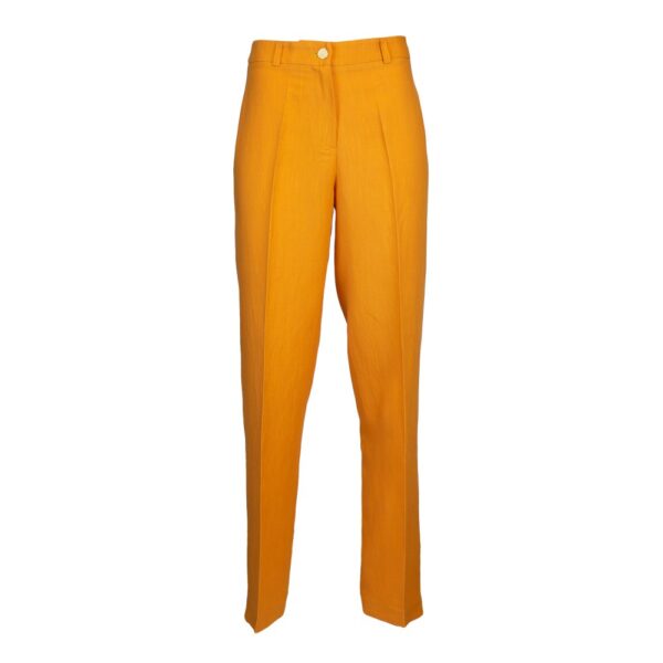 Wide Leg Viscose Linen Orange Pants