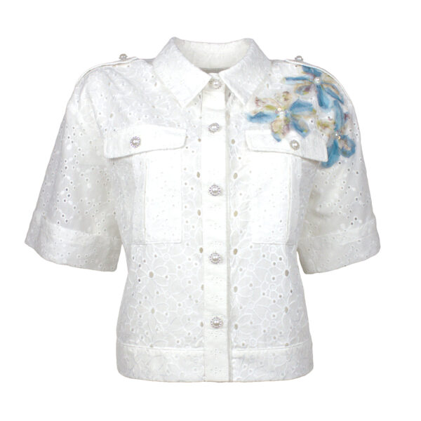 Cropped Length Broderie Anglaise Jacket