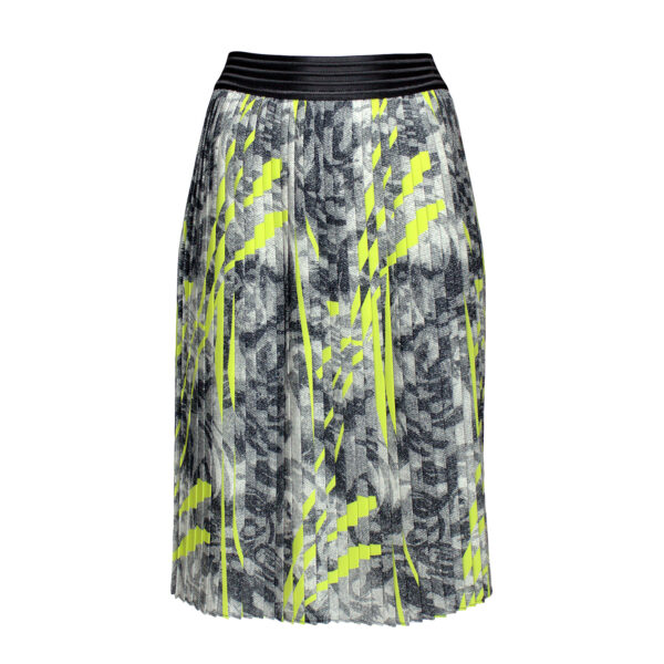 Abstract Printed Knee-Length Pleated Skirt