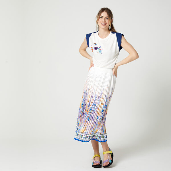 Floral-Print Pleated Recycled Fabric Maxi Skirt