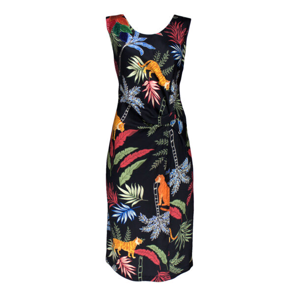 Jungle-Print Ecovero™ Satin Gathered-Front Waist Dress