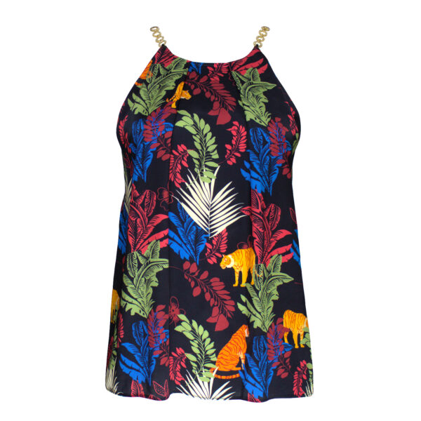 Jungle-Print Ecovero™ Satin Sleeveless Top