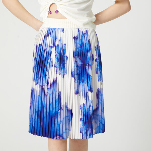 Floral-Print Elasticated-Waist Pleated Recycled Fabric Midi Skirt