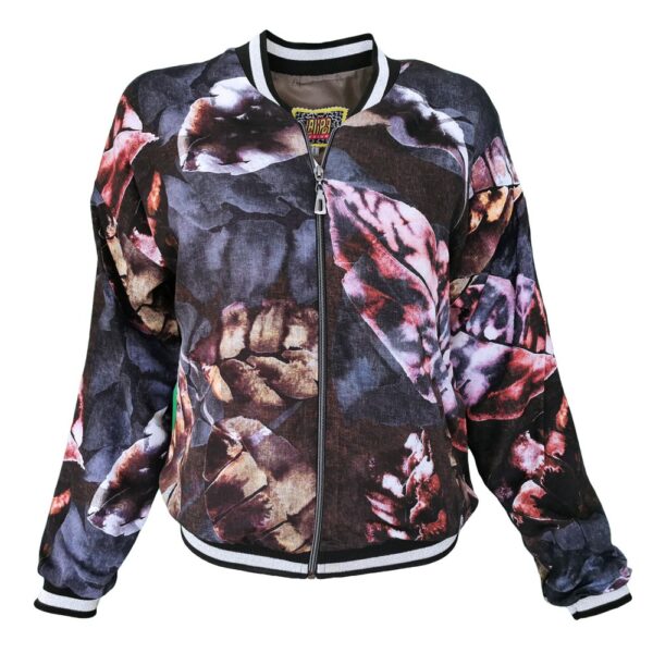 Viscose Bomber Jacket With Leaf Prints